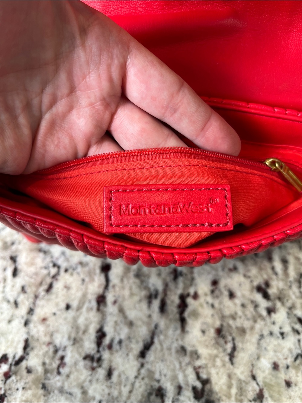 Montana West Red Quilted Shoulder Bag with Gold Chain - Picture 7 of 10